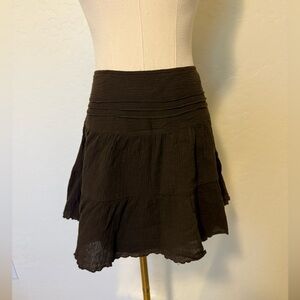 Vintage 90s A. Byer Boho Gauzey Brown Mini Skirt - size M